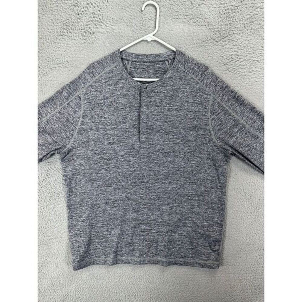 Lululemon Shirt Adult 2XL Grey Snap Henley Thermal Sleepwear Long Sleeve Mens